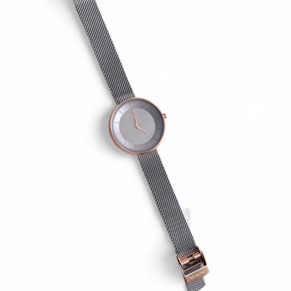 Rose Gold & Silver Dark Metal Watch